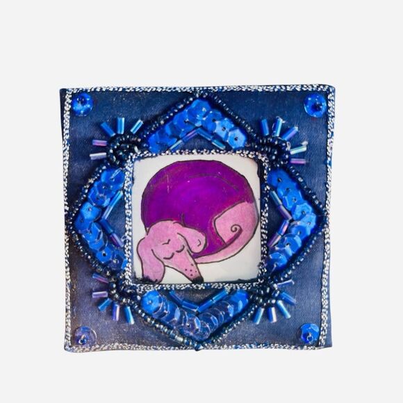 Handcrafted Original Dachshund Illustrations Set of 4 Framed Mini Miniature Art - Picture 4 of 6